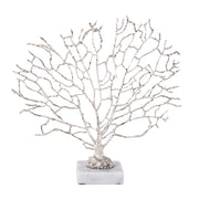 Howard Elliott Study of Coral Sculpture On A White Marble Base, Silver - 12343