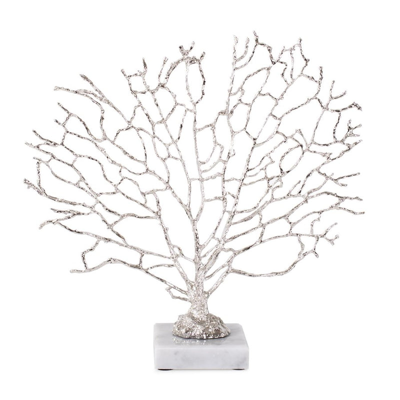 Howard Elliott Study of Coral Sculpture On A White Marble Base, Silver - 12343