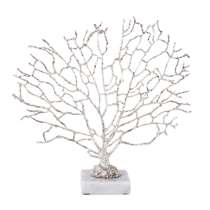Howard Elliott Study of Coral Sculpture On A White Marble Base, Silver - 12343