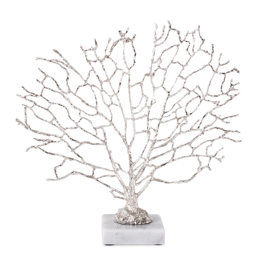 Howard Elliott Study of Coral Sculpture On A White Marble Base, Silver - 12343