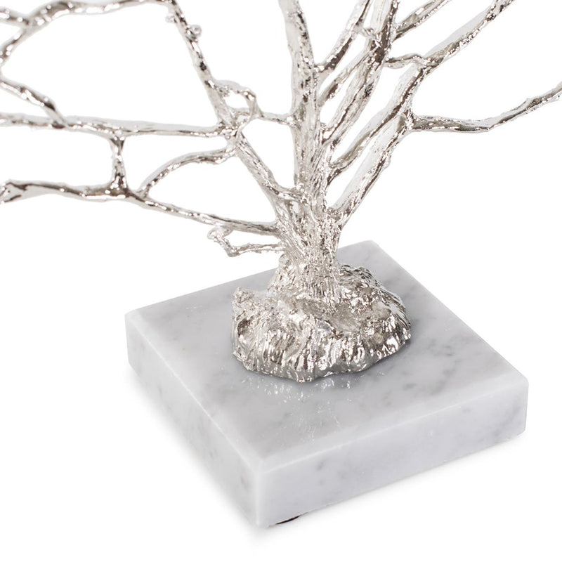 Howard Elliott Study of Coral Sculpture On A White Marble Base, Silver