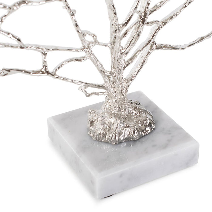 Howard Elliott Study of Coral Sculpture On A White Marble Base, Silver