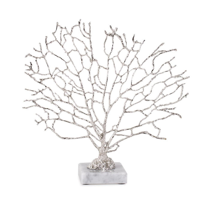 Howard Elliott Study of Coral Sculpture On A White Marble Base, Silver