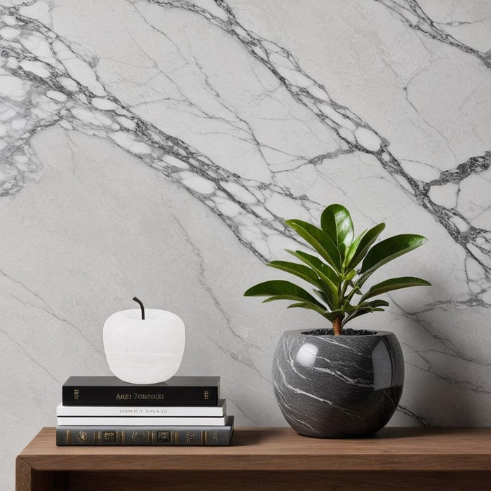 Howard Elliott Newton Apple, White Marble, Matte White