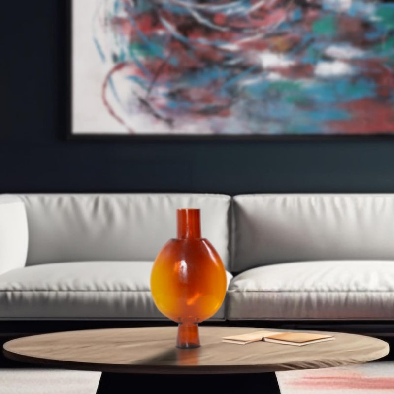 Howard Elliott Ormand Burnt Orange Glass Vase, Burnt Orange