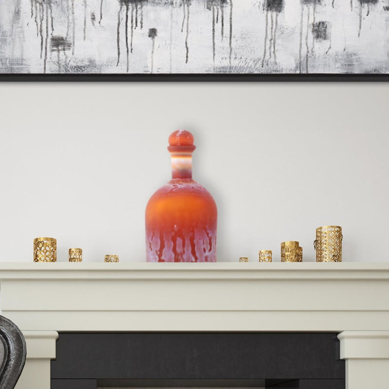 Howard Elliott Mercer Glass Capped Bottle, Tangerine/Short, Tangerine
