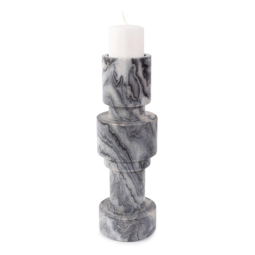 Howard Elliott Modern Clarinda Marble Candle Holder/Tall, Gray/Black - 130048