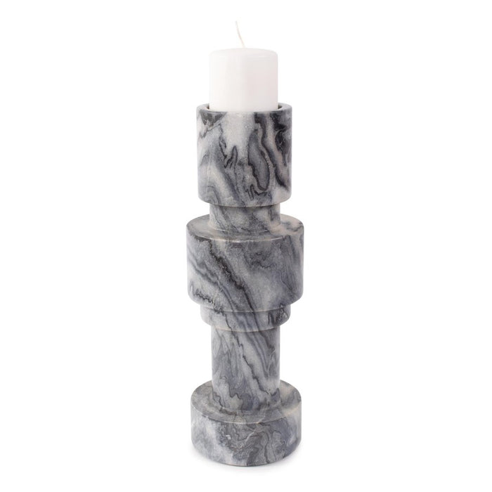 Howard Elliott Modern Clarinda Marble Candle Holder/Tall, Gray/Black - 130048