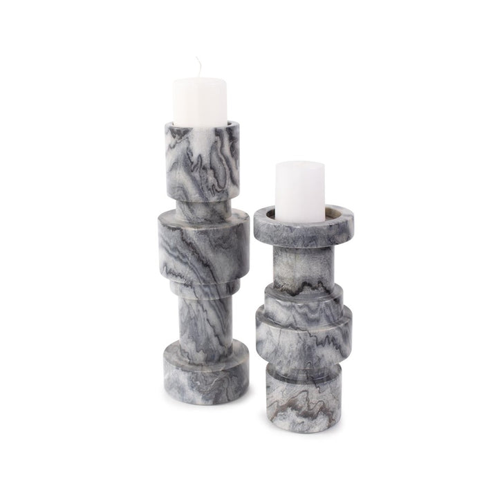 Howard Elliott Modern Clarinda Marble Candle Holder/Tall, Gray/Black