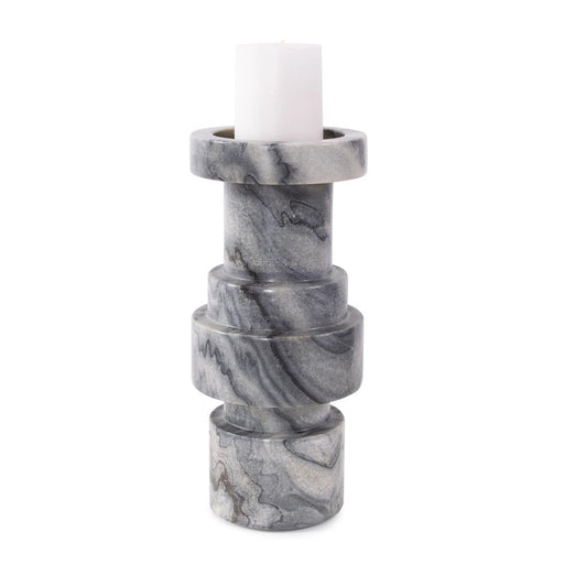 Howard Elliott Modern Clarinda Marble Candle Holder/Short, Gray/Black - 130049