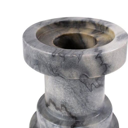 Howard Elliott Modern Clarinda Marble Candle Holder/Short, Gray/Black