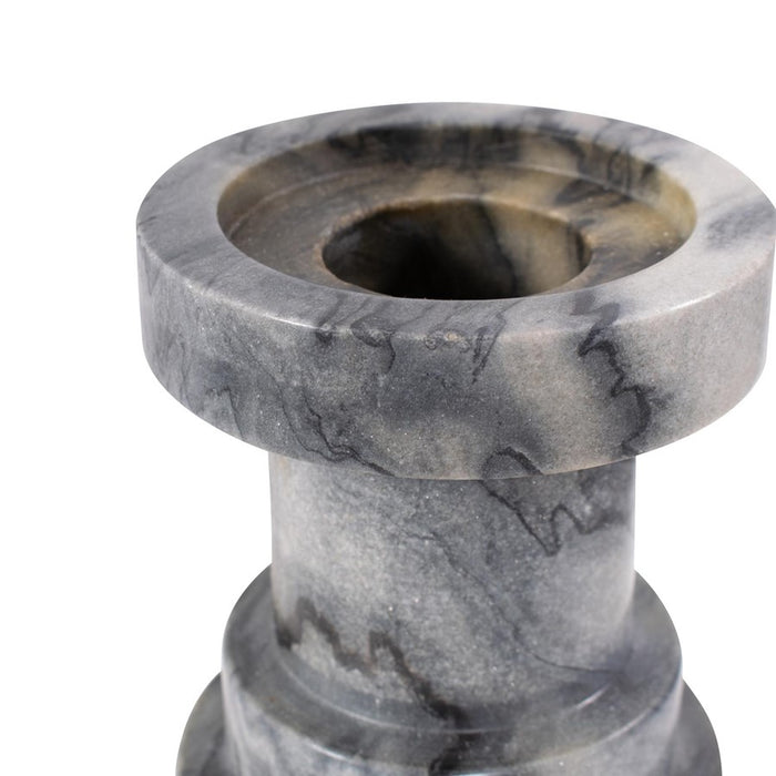 Howard Elliott Modern Clarinda Marble Candle Holder/Short, Gray/Black