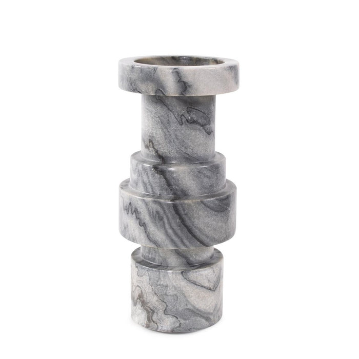 Howard Elliott Modern Clarinda Marble Candle Holder/Short, Gray/Black