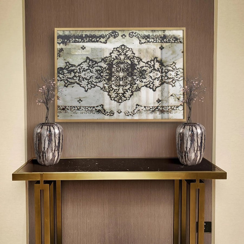 Howard Elliott Azita Persian Patterned Mirror, Black/Silver/Gold