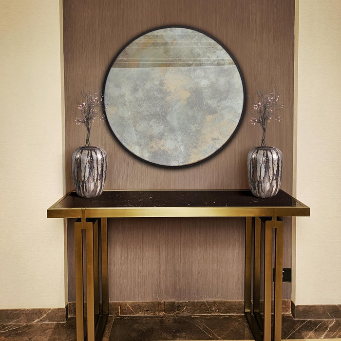 Howard Elliott Golden Haze Round Mirror, Black/Gray/Brown