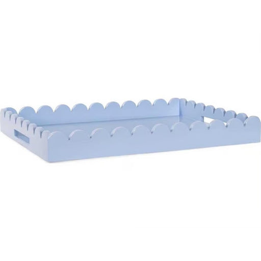 Howard Elliott Rectangle Scalloped Riviera Tray, Light Blue/Grey - 150035