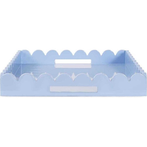 Howard Elliott Rectangle Scalloped Riviera Tray, Light Blue/Grey