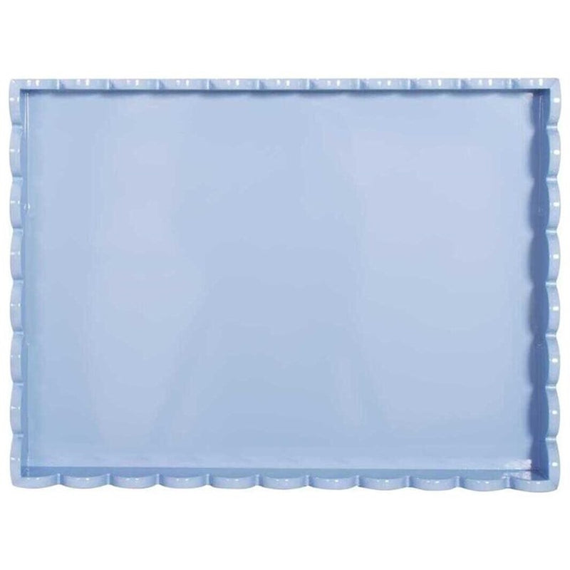 Howard Elliott Rectangle Scalloped Riviera Tray, Light Blue/Grey