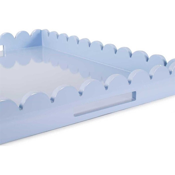 Howard Elliott Rectangle Scalloped Riviera Tray, Light Blue/Grey