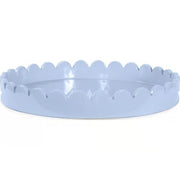 Howard Elliott Round Scalloped Riviera Tray, Light Blue/Grey - 150036
