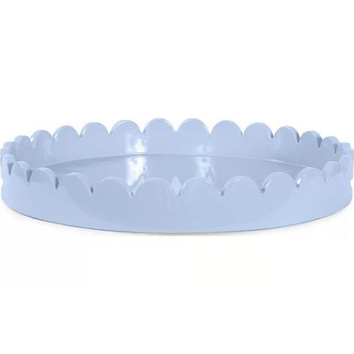 Howard Elliott Round Scalloped Riviera Tray, Light Blue/Grey - 150036