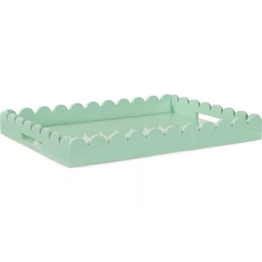 Howard Elliott Rectangle Scalloped Riviera Tray, Sage Green/Light Green - 150037