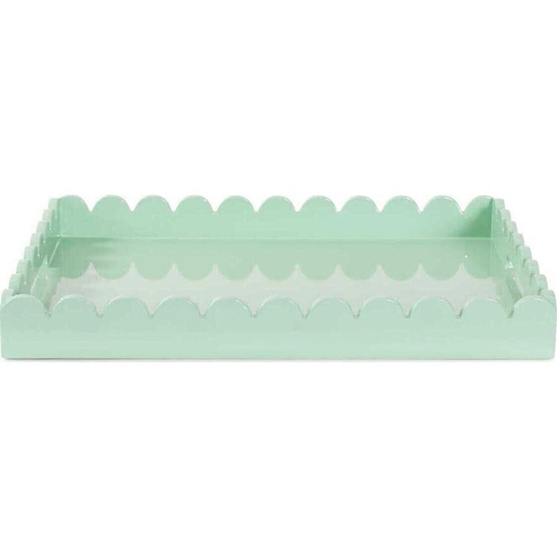 Howard Elliott Rectangle Scalloped Riviera Tray, Sage Green/Light Green