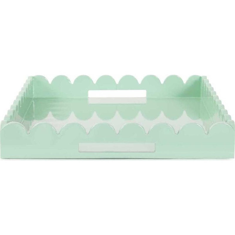 Howard Elliott Rectangle Scalloped Riviera Tray, Sage Green/Light Green