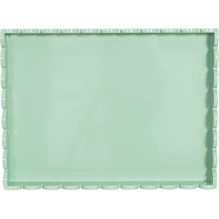 Howard Elliott Rectangle Scalloped Riviera Tray, Sage Green/Light Green