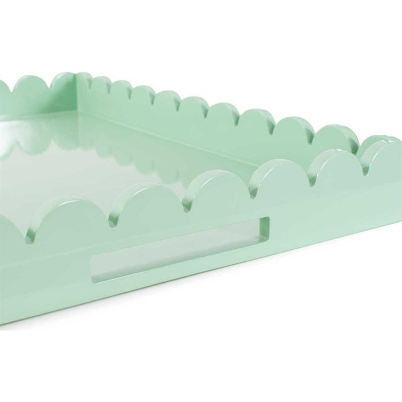 Howard Elliott Rectangle Scalloped Riviera Tray, Sage Green/Light Green