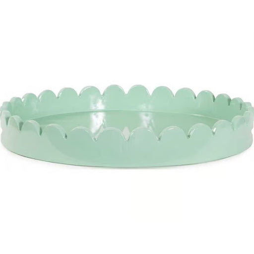 Howard Elliott Round Scalloped Riviera Tray - Sage Green/Light Green - 150038