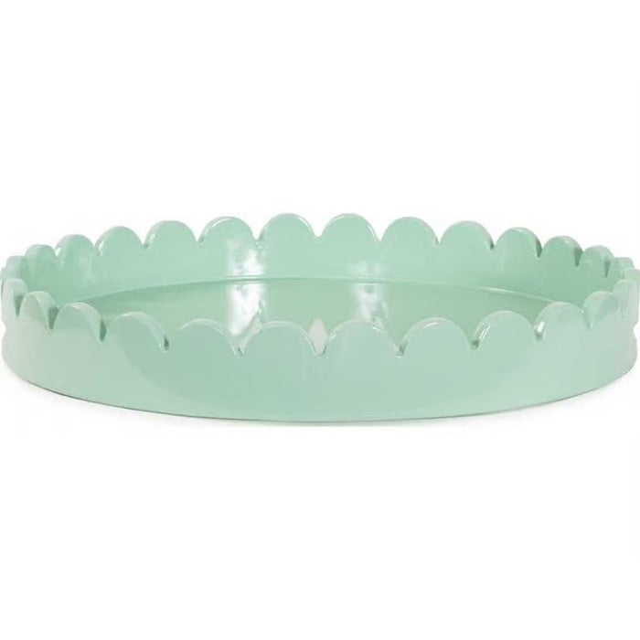 Howard Elliott Round Scalloped Riviera Tray - Sage Green/Light Green - 150038