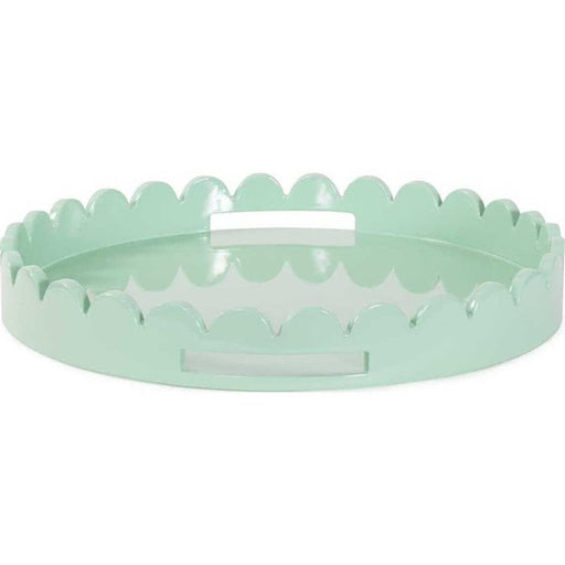 Howard Elliott Round Scalloped Riviera Tray/Sage Green/Light Green