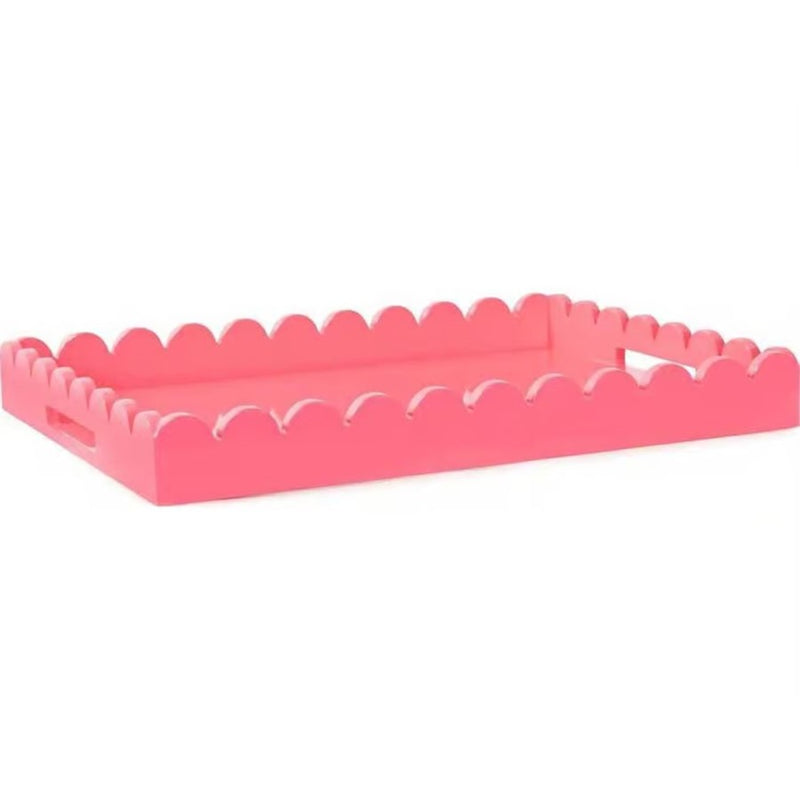 Howard Elliott Rectangle Scalloped Riviera Tray, Pink/Blush - 150039