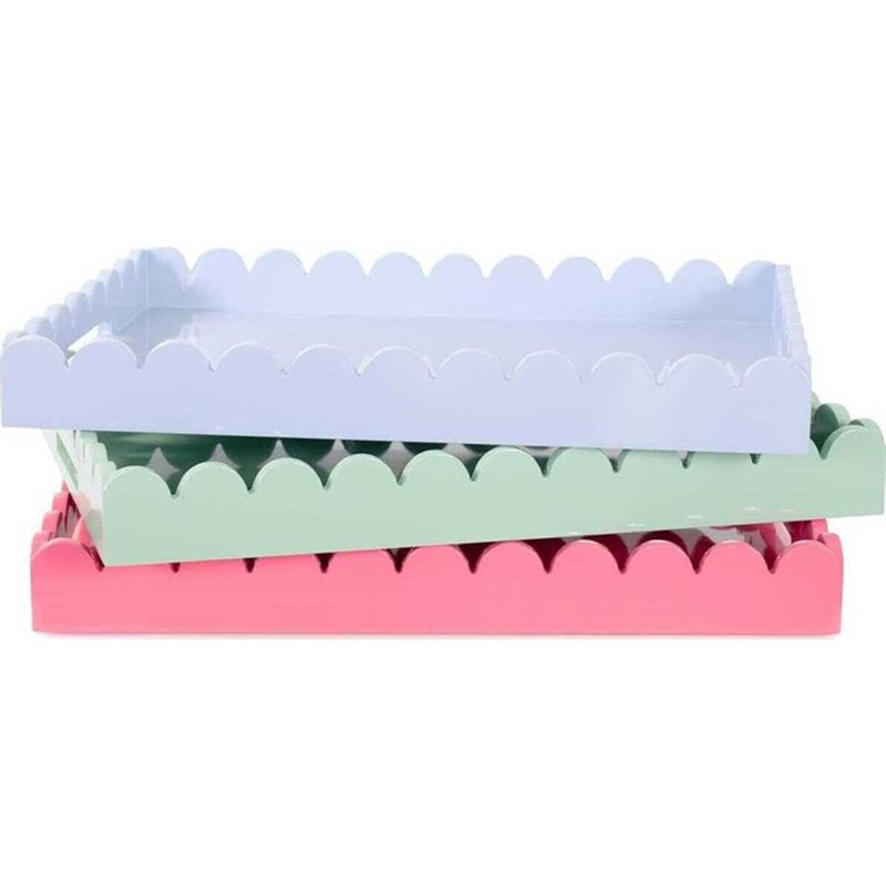 Howard Elliott Rectangle Scalloped Riviera Tray, Pink/Blush
