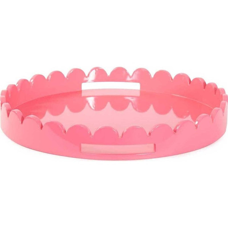 Howard Elliott Round Scalloped Riviera Tray, Pink/Blush