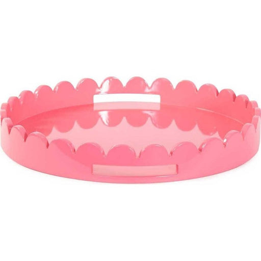 Howard Elliott Round Scalloped Riviera Tray, Pink/Blush