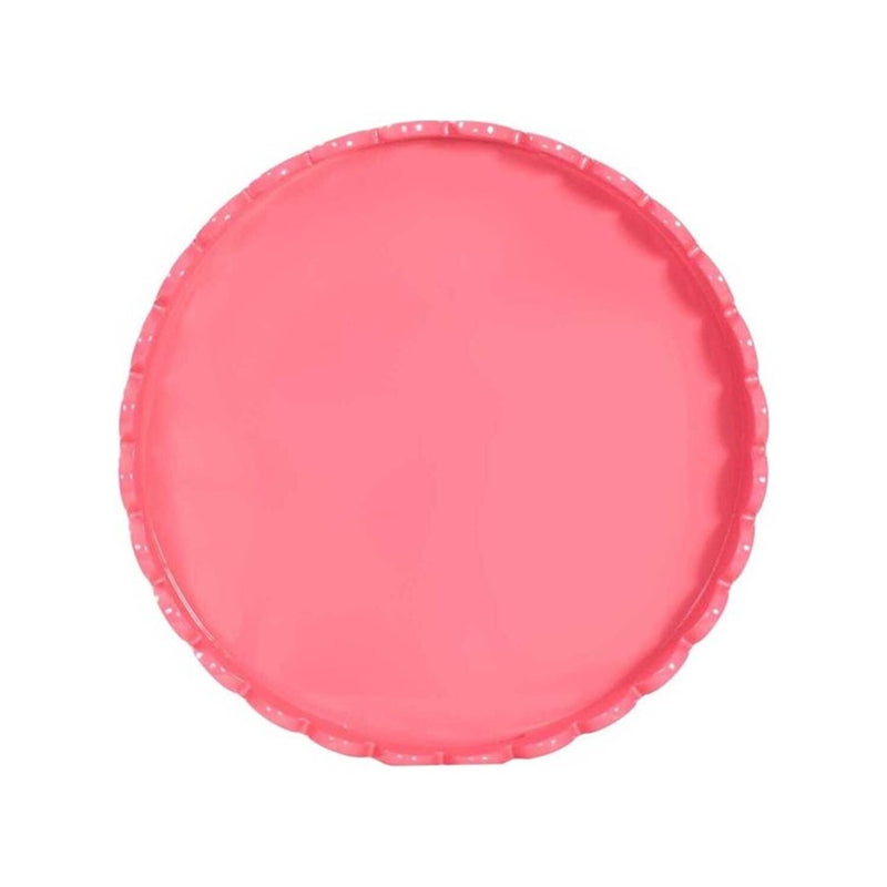 Howard Elliott Round Scalloped Riviera Tray, Pink/Blush
