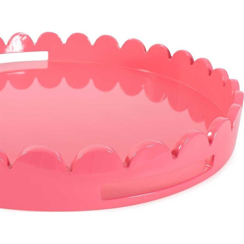 Howard Elliott Round Scalloped Riviera Tray, Pink/Blush