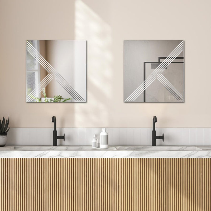 Howard Elliott Adoree V Grooved Square Mirror, Silver