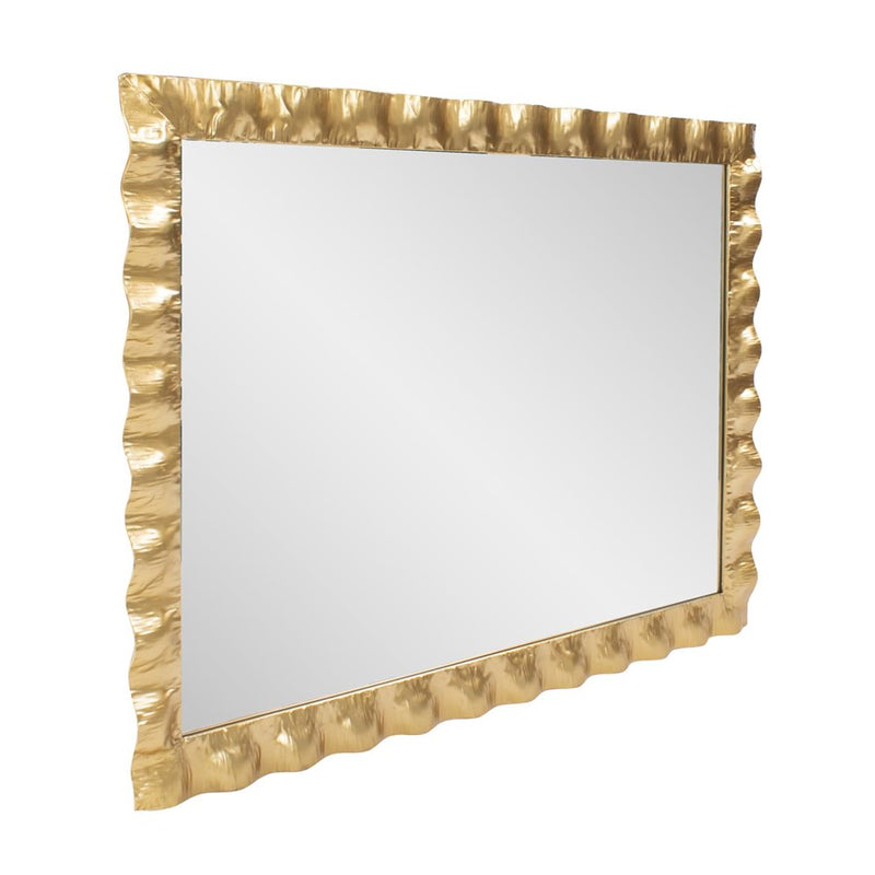Howard Elliott La Bailadora Bright Gold Ruffled Metal Vanity Mirror