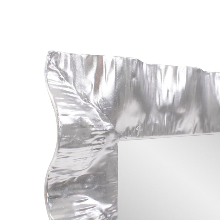 Howard Elliott La Bailadora Bright Silver Ruffled Metal Dressing Mirror