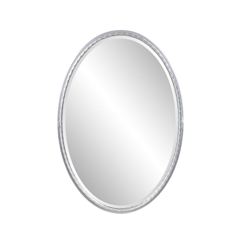 Howard Elliott Laid Rope Silver Oval Mirror, Bright Silver - 170033