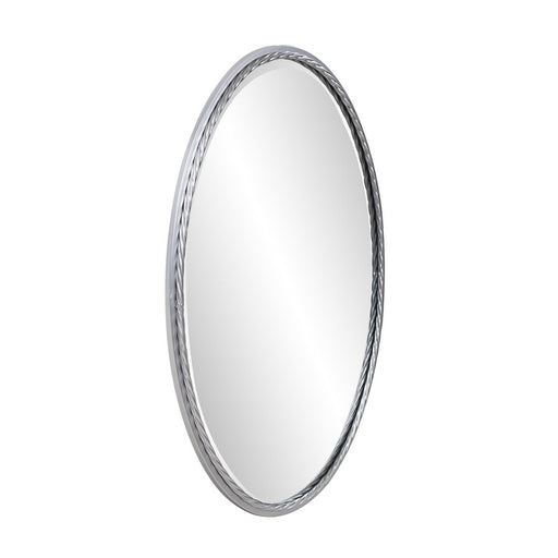 Howard Elliott Laid Rope Silver Oval Mirror, Bright Silver