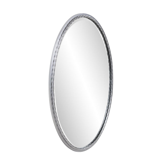 Howard Elliott Laid Rope Silver Oval Mirror, Bright Silver