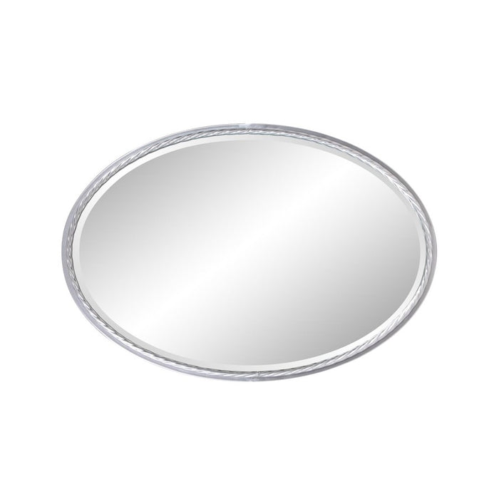 Howard Elliott Laid Rope Silver Oval Mirror, Bright Silver