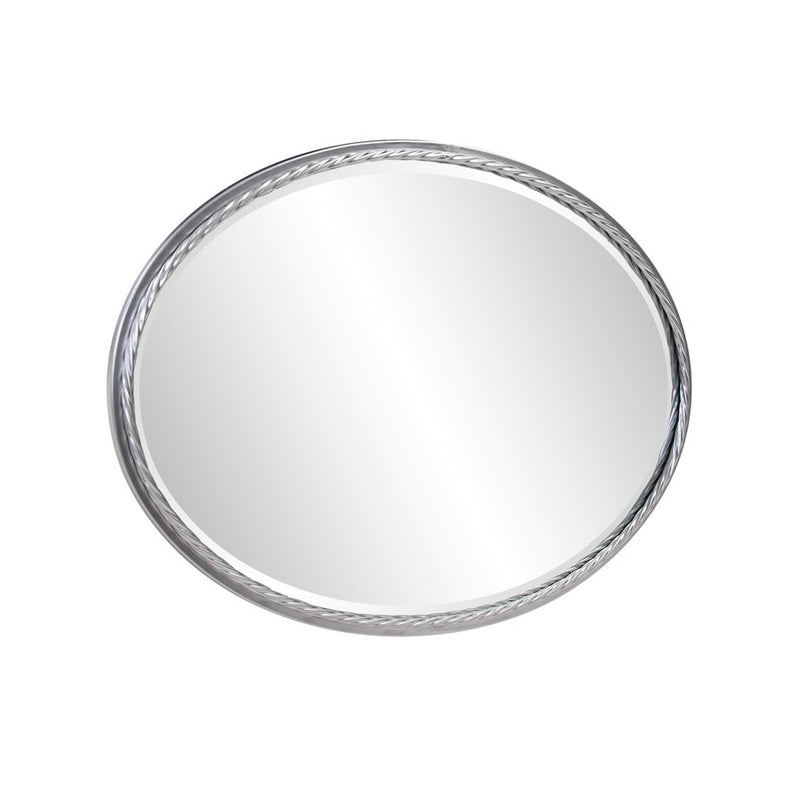 Howard Elliott Laid Rope Silver Oval Mirror, Bright Silver