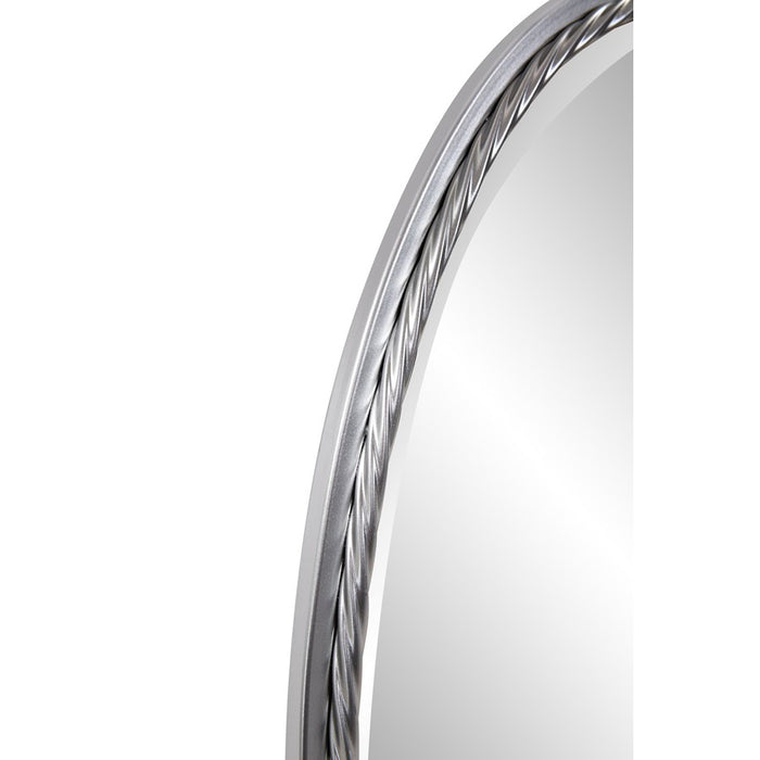 Howard Elliott Laid Rope Silver Oval Mirror, Bright Silver