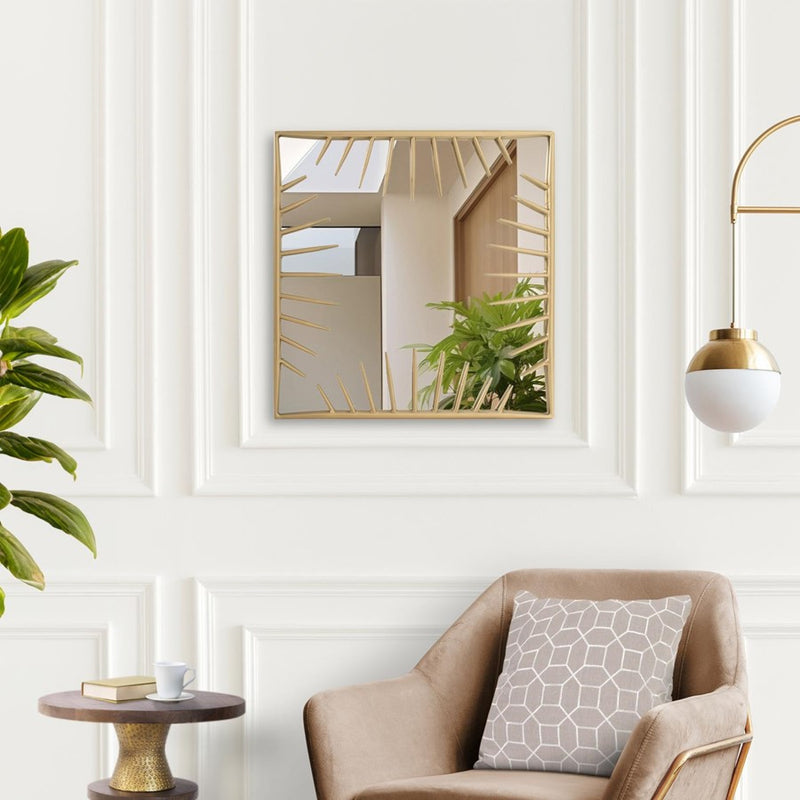 Howard Elliott Robin Baron Bambrick Square Mirror, Gold
