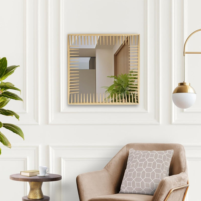 Howard Elliott Robin Baron Ayres Square Mirror, Gold